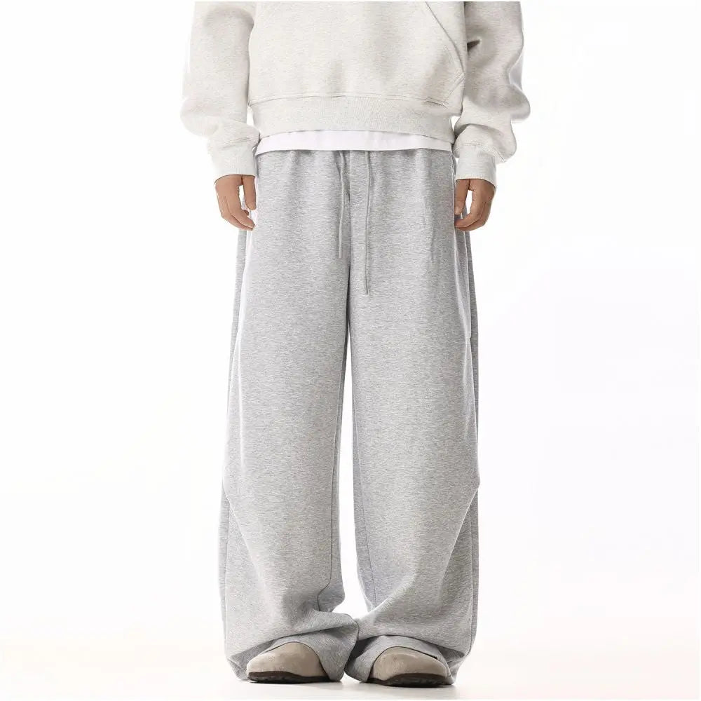 RETRO LOOSE GRAY STRAIGHT-LEG CASUAL PANTS