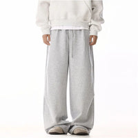 RETRO LOOSE GRAY STRAIGHT-LEG CASUAL PANTS
