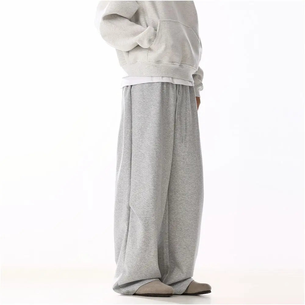 American retro loose gray casual pants for men and women simple commuting hanging feeling versatile slimming sporty straight leg long pants image 3