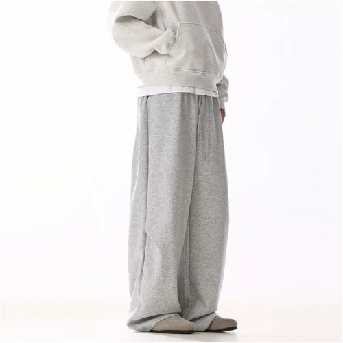 American retro loose gray casual pants for men and women simple commuting hanging feeling versatile slimming sporty straight leg long pants image 3