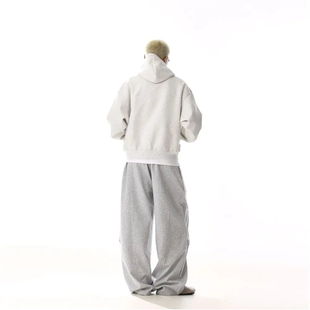 American retro loose gray casual pants for men and women simple commuting hanging feeling versatile slimming sporty straight leg long pants image 4