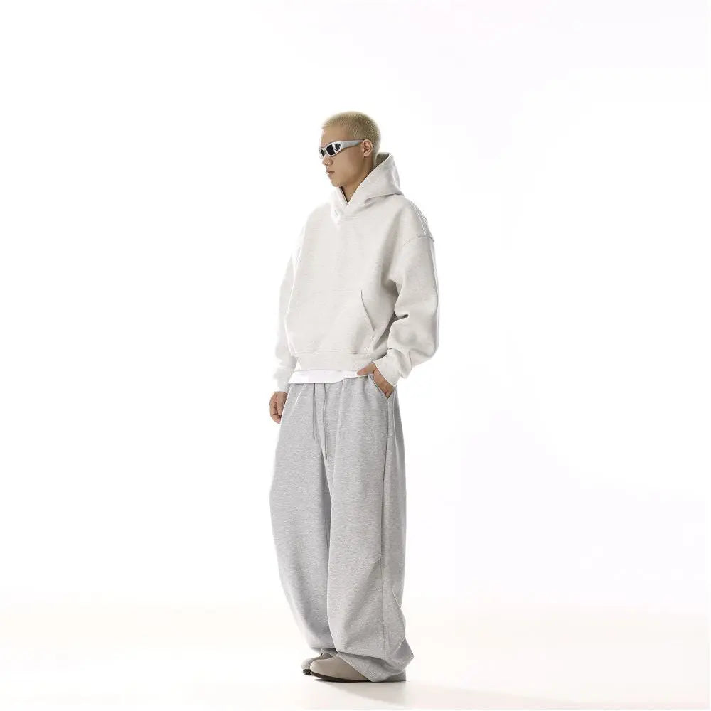 RETRO LOOSE GRAY STRAIGHT-LEG CASUAL PANTS
