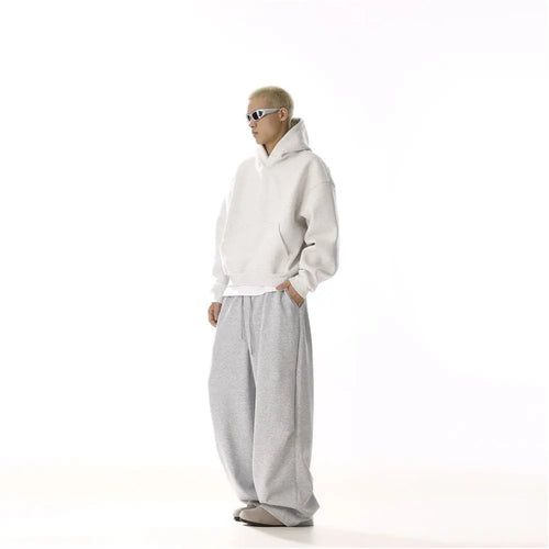 American retro loose gray casual pants for men and women simple commuting hanging feeling versatile slimming sporty straight leg long pants image 5