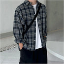 Japanese Style Retro Plaid Long Sleeve Shirt image 2