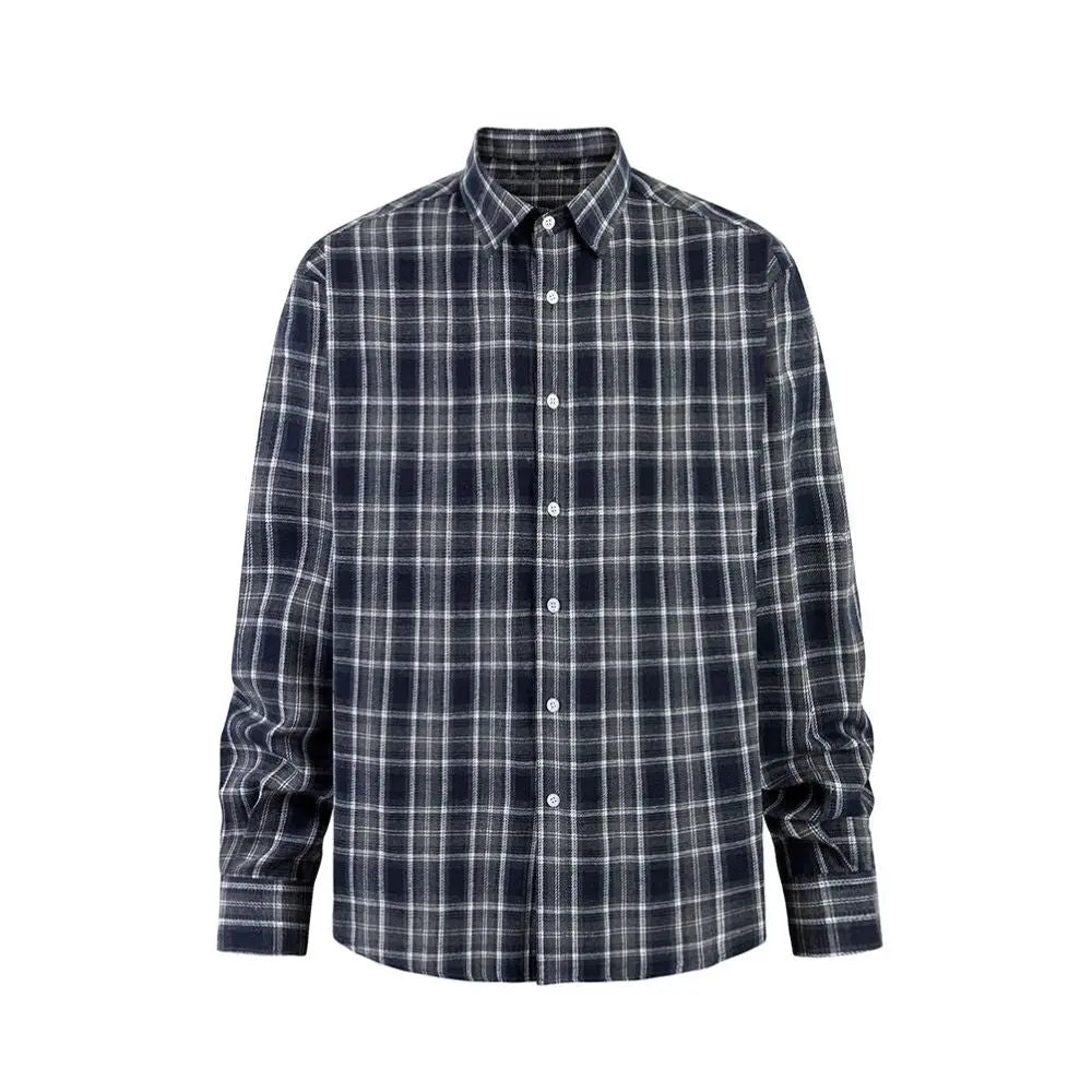 Japanese Style Retro Plaid Long Sleeve Shirt image 5