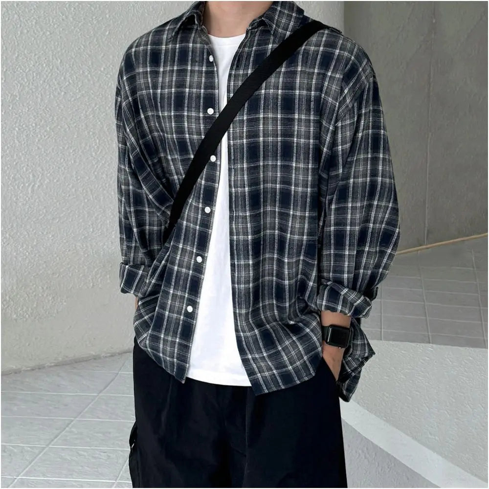 STYLE RETRO PLAID LONG SLEEVE SHIRT Mrcyc