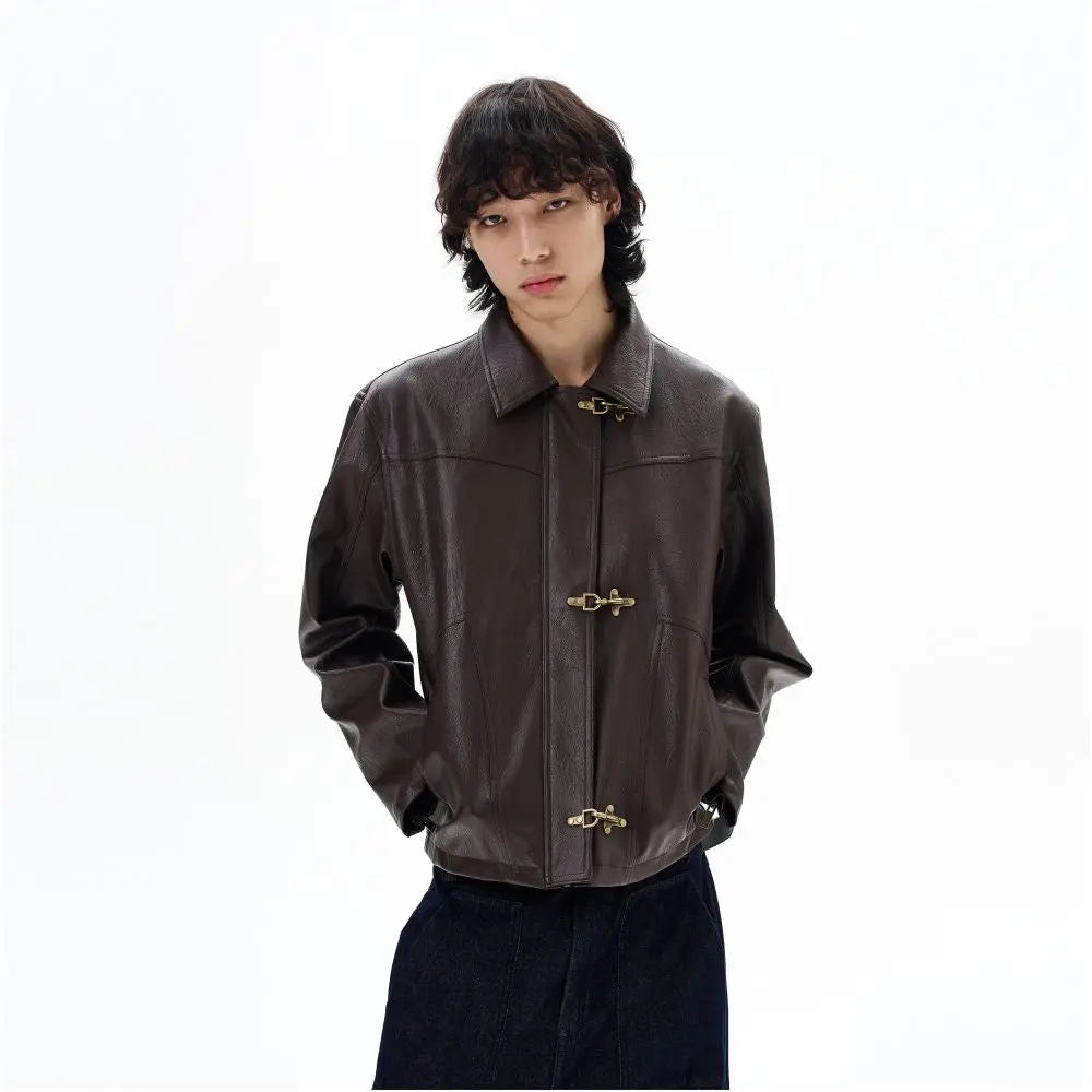 STYLE SHORT BROWN LEATHER JACKET