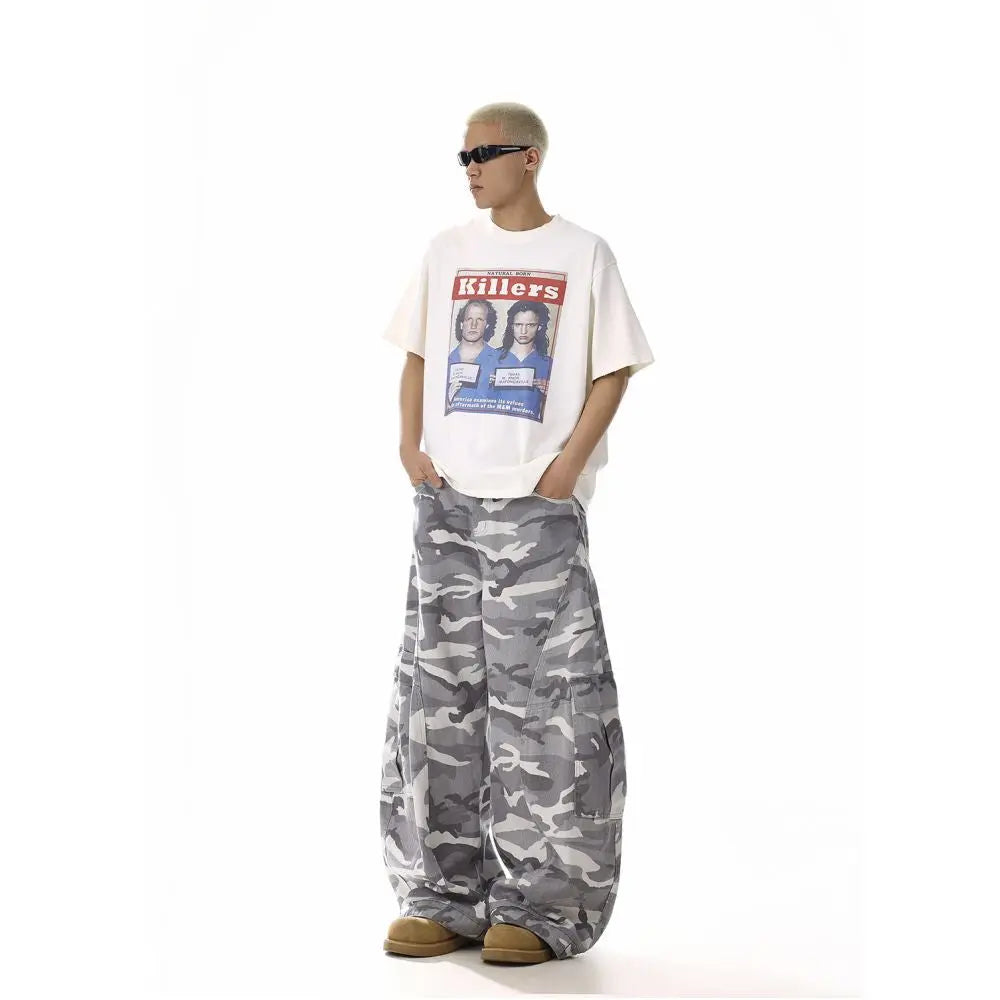 VINTAGE HIGH STREET GRAY WHITE CAMO PANTS