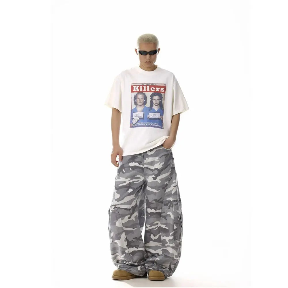 VINTAGE HIGH STREET GRAY WHITE CAMO PANTS