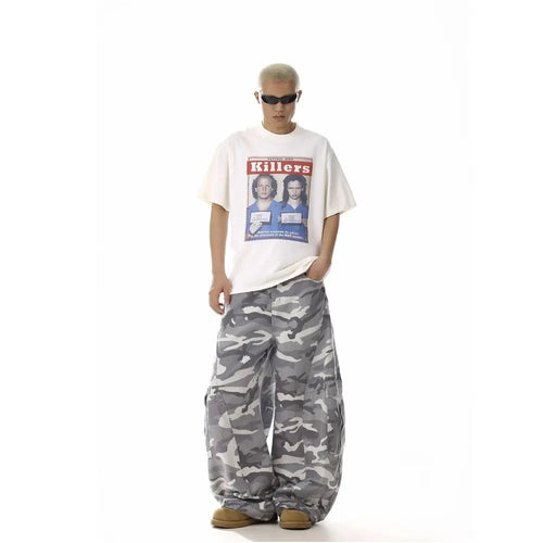 VINTAGE HIGH STREET GRAY WHITE CAMO PANTS image 5