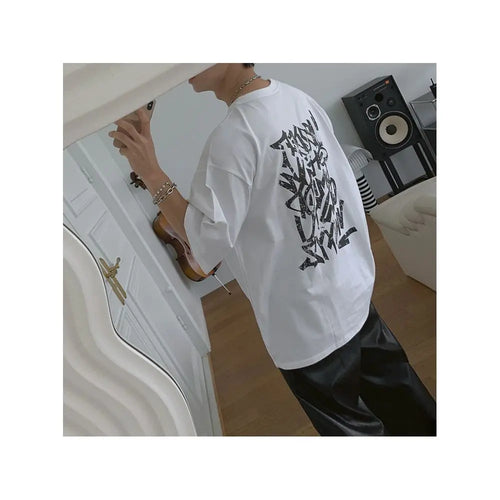 ROUND NECK PURE COTTON GRAFFITI T SHIRT image 2