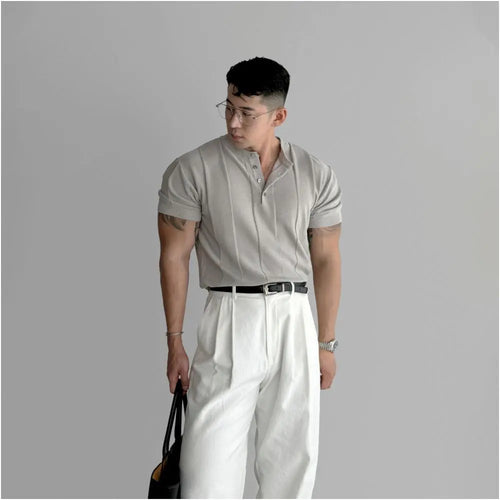 SLIM FIT HENLEY KNIT SHORT SLEEVE TEE image 2