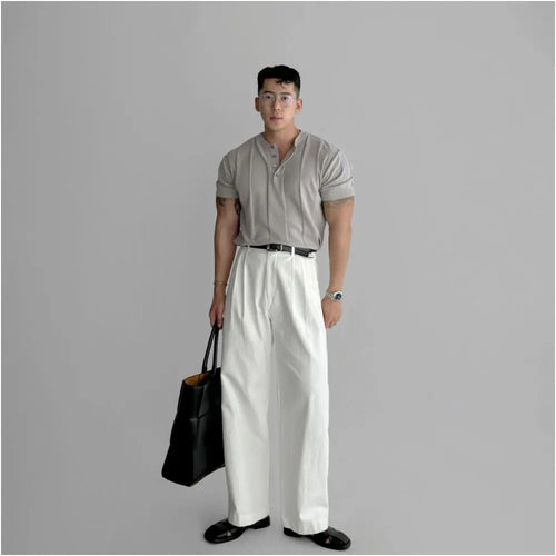 SLIM FIT HENLEY KNIT SHORT SLEEVE TEE image 3