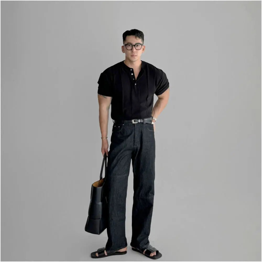SLIM FIT HENLEY KNIT SHORT SLEEVE TEE image 5
