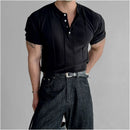 SLIM FIT HENLEY KNIT SHORT SLEEVE TEE DAVID&ME
