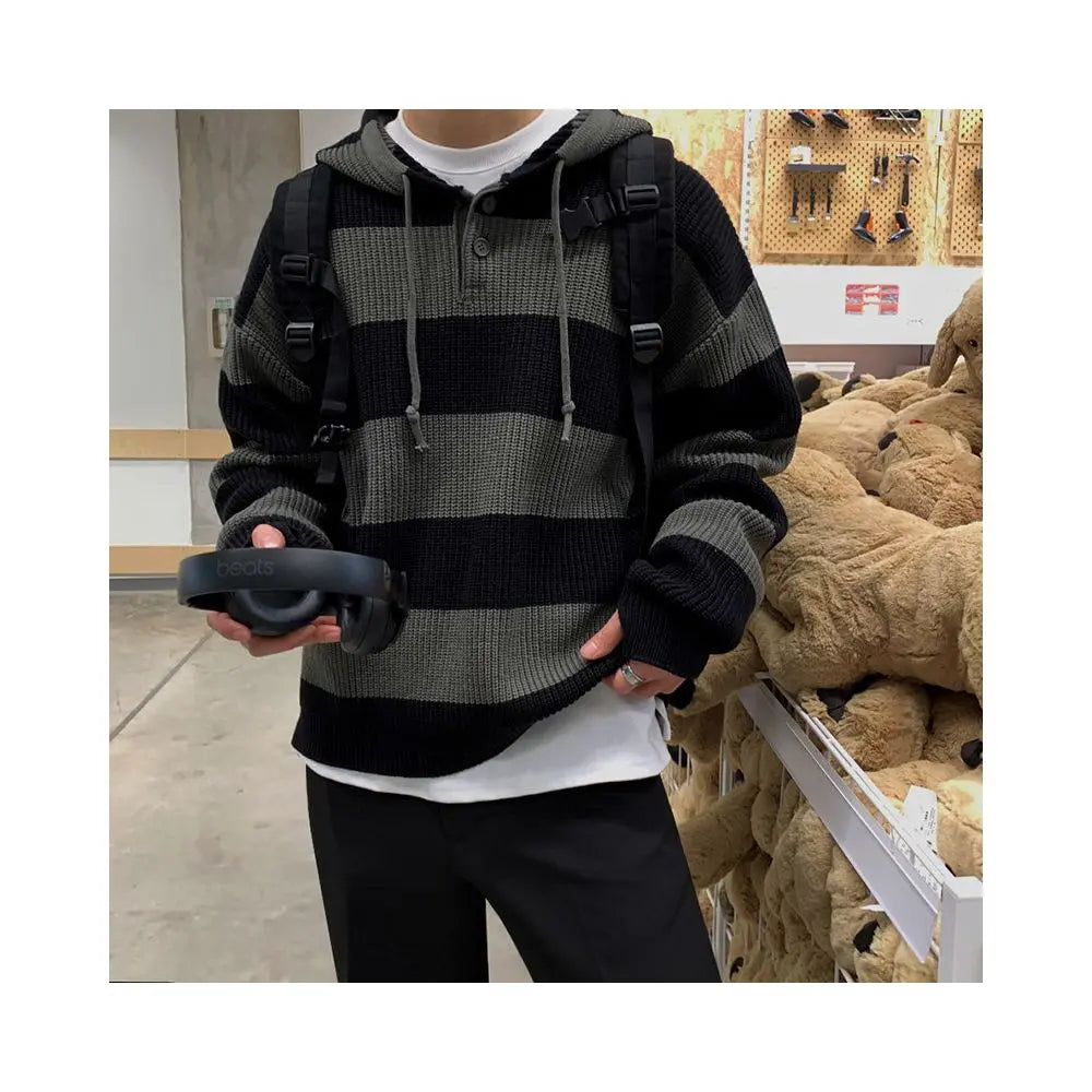 RETRO HOODED PULLOVER KNIT CARDIGAN image 3