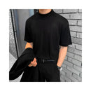 SOLID COLOR SHORT SLEEVE MOCK NECK T SHIRT image 4