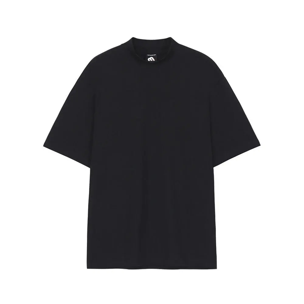 SOLID COLOR SHORT SLEEVE MOCK NECK T SHIRT image 5