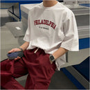 COTTON CREW NECK LETTER PRINT T SHIRT image 2