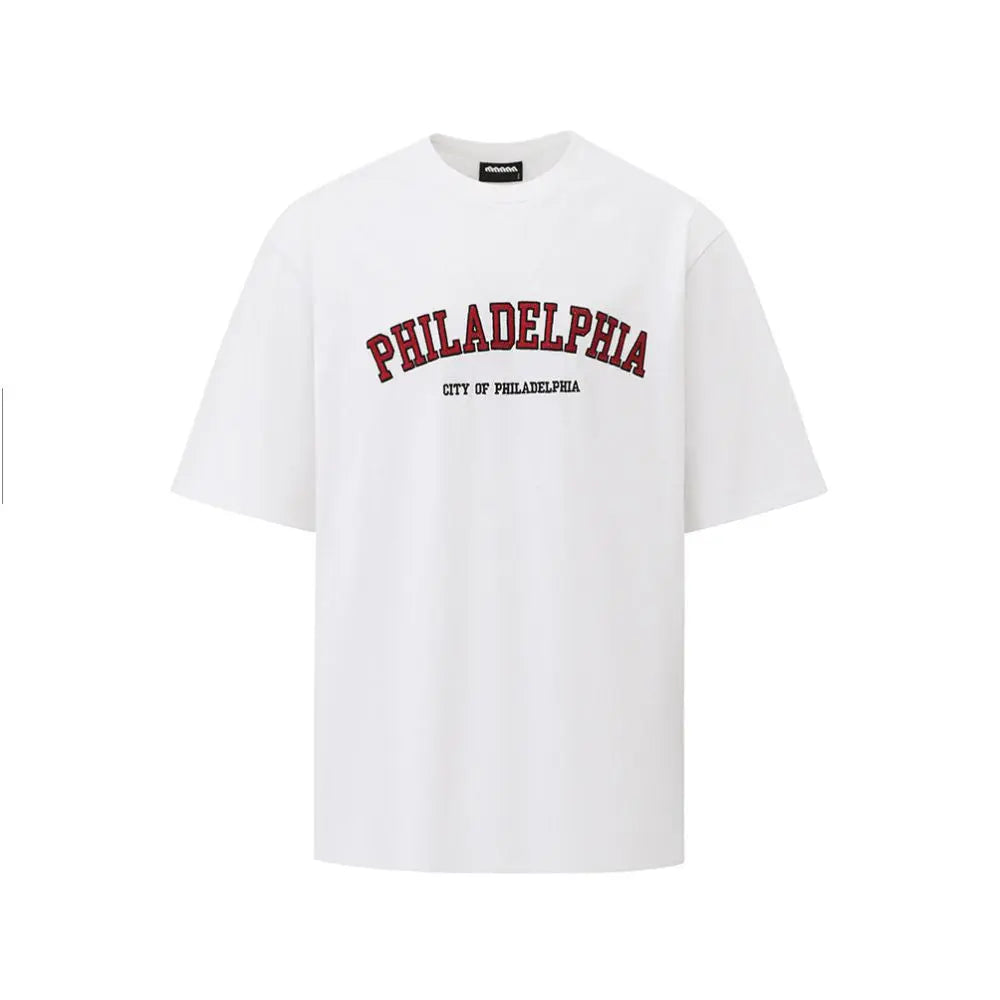 COTTON CREW NECK LETTER PRINT T SHIRT image 5