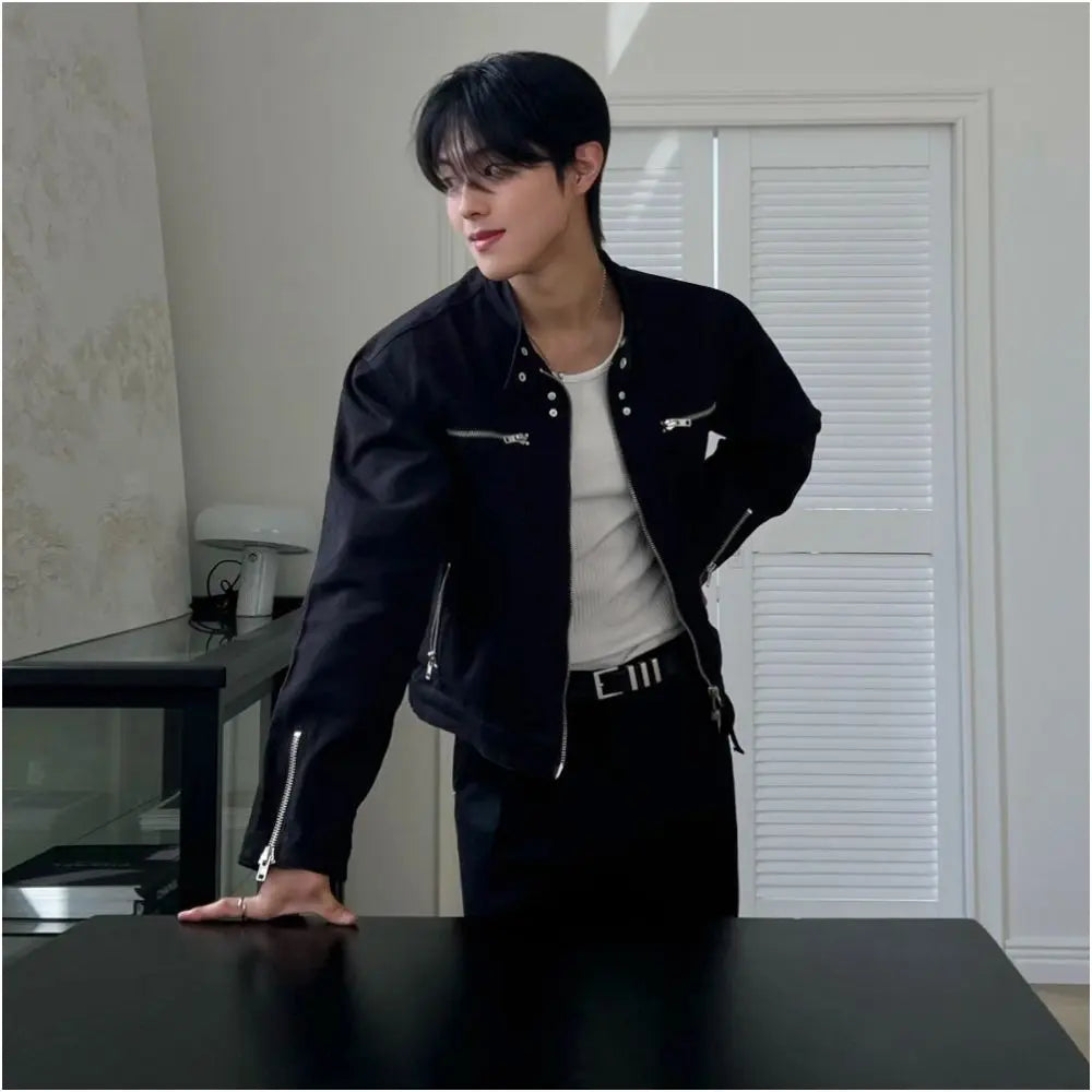 STAND-COLLAR CROPPED TECH JACKET