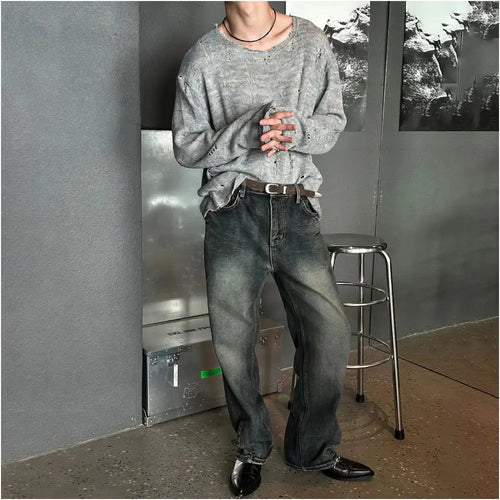 DISTRESSED KNIT LONG SLEEVE SUN PROTECTION TOP image 3