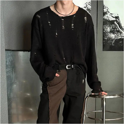 DISTRESSED KNIT LONG SLEEVE SUN PROTECTION TOP DAVID&ME