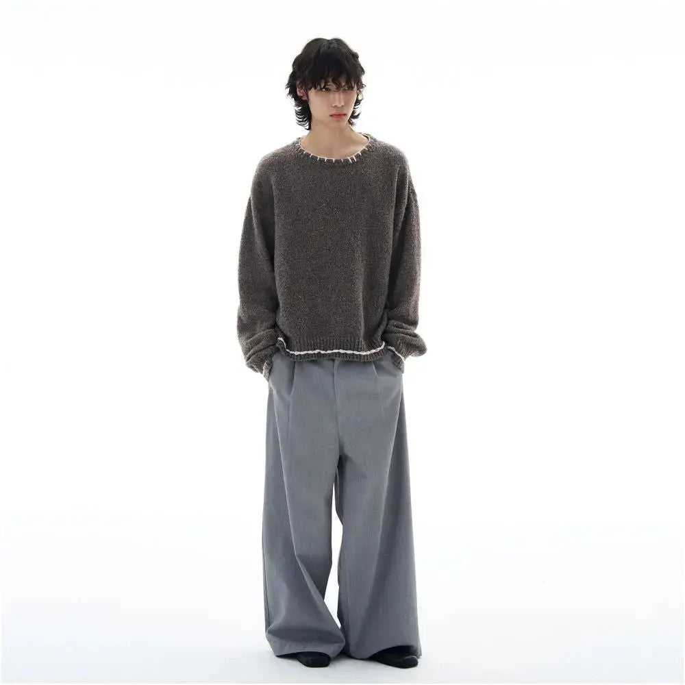 RETRO HAND STITCHED CREWNECK KNIT SWEATER image 3
