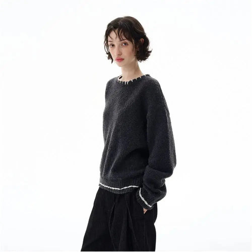 RETRO HAND STITCHED CREWNECK KNIT SWEATER image 5