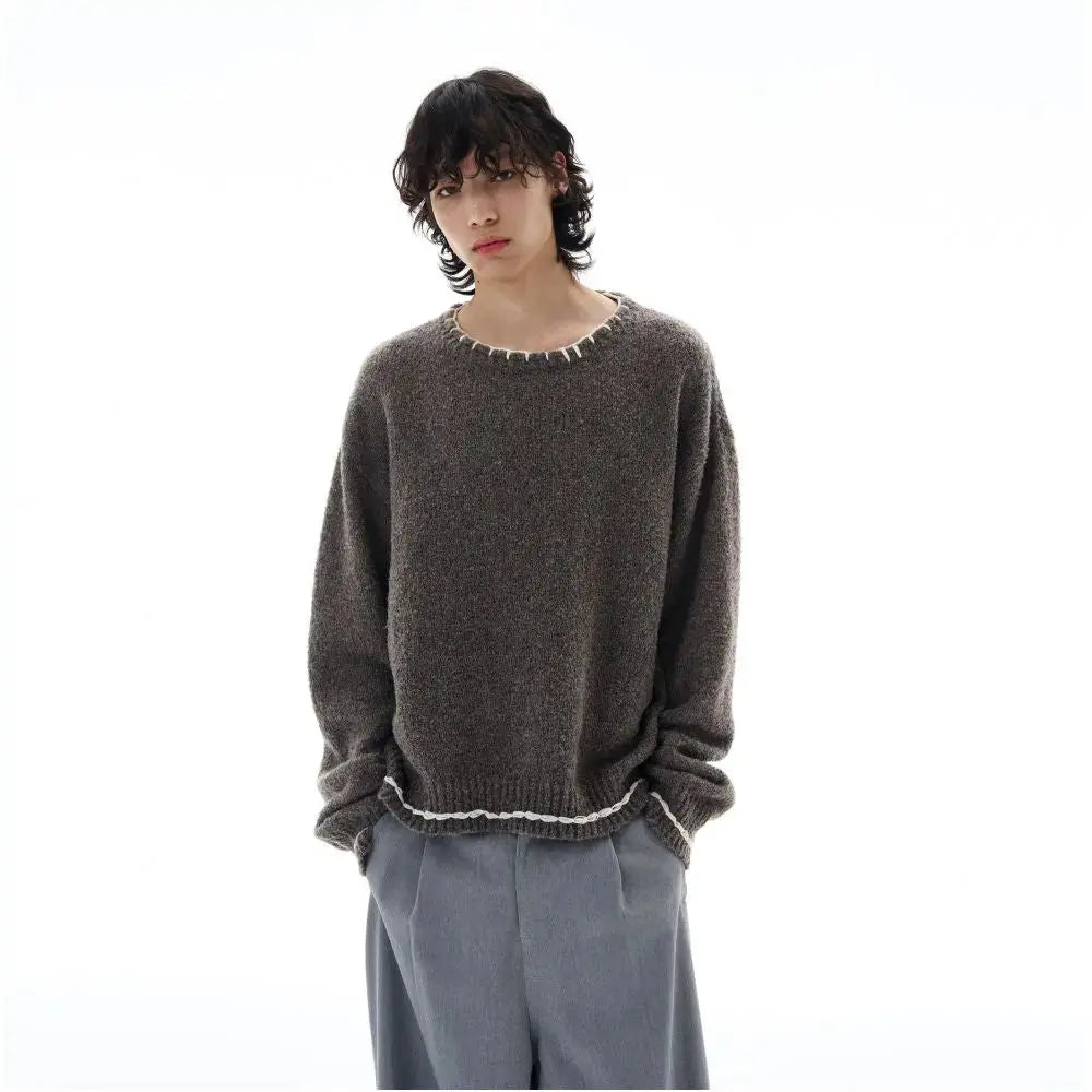 RETRO HAND STITCHED CREWNECK KNIT SWEATER WLNEXT/尾郎