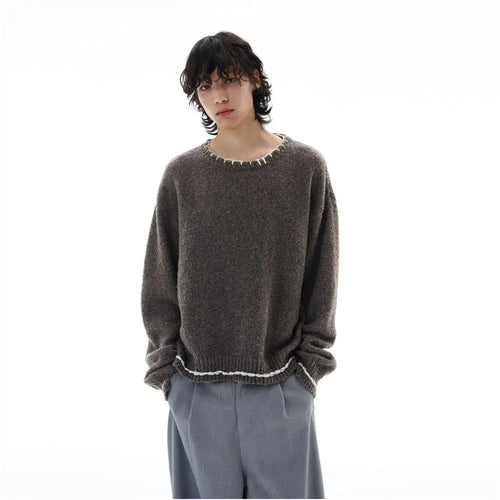 RETRO HAND STITCHED CREWNECK KNIT SWEATER WLNEXT/尾郎