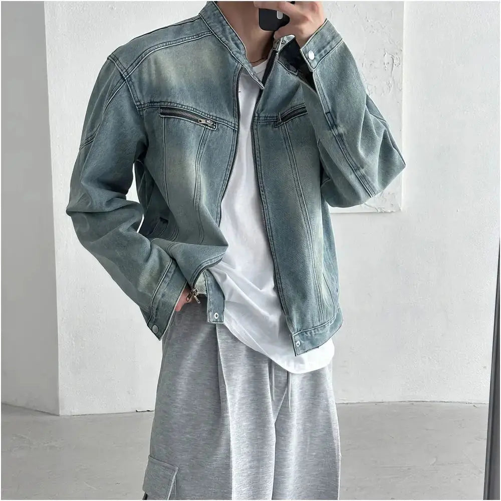 Paneled Washed Denim Jacket image 5