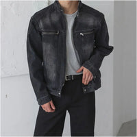 PANELED WASHED DENIM JACKET