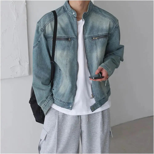 PANELED WASHED DENIM JACKET 