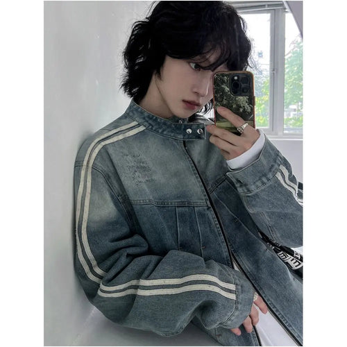 STAND COLLAR DENIM JACKET image 2