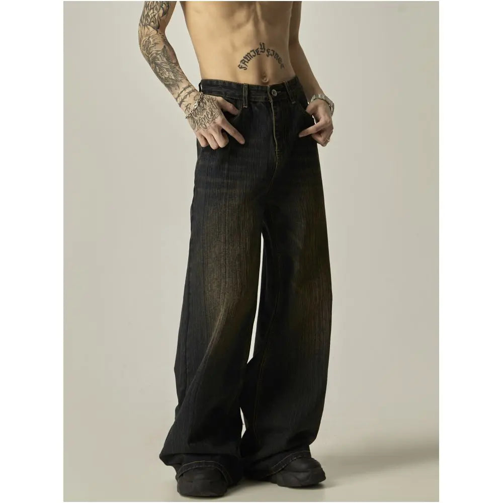 SLUB TEXTURE WIDE LEG JEANS image 4