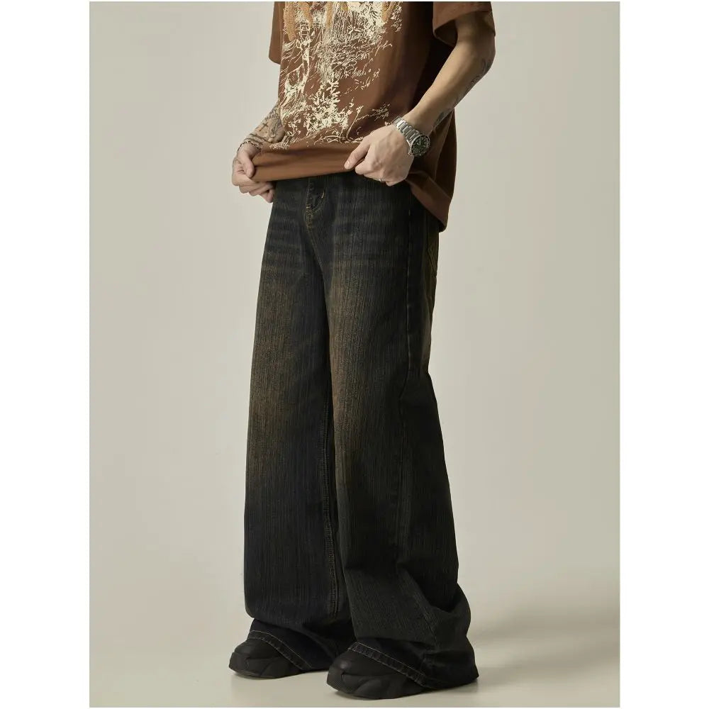 SLUB TEXTURE WIDE LEG JEANS URBANCLANS