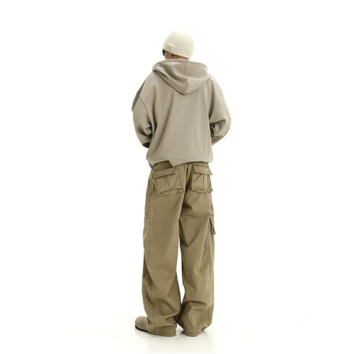 WASHED WIDE LEG CARGO PANTS image 4