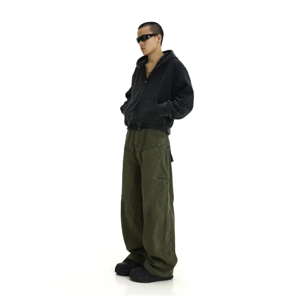 WASHED WIDE LEG CARGO PANTS image 5