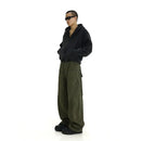 WASHED WIDE LEG CARGO PANTS image 5