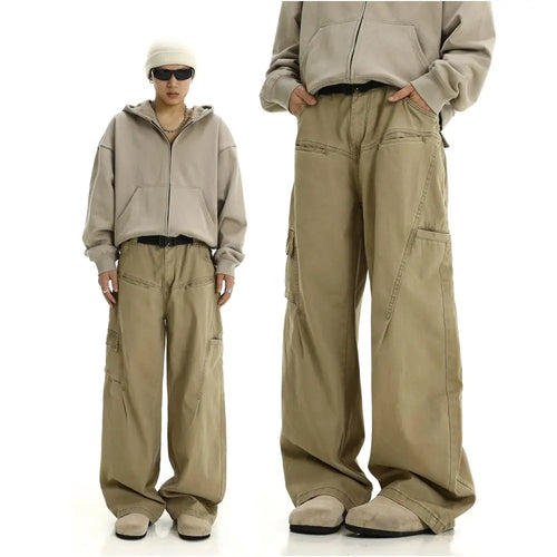 WASHED WIDE LEG CARGO PANTS URBANCLANS