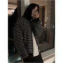 STRIPED HOODED KNIT SWEATER image 3