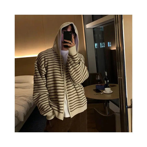 STRIPED HOODED KNIT SWEATER URBANCLANS