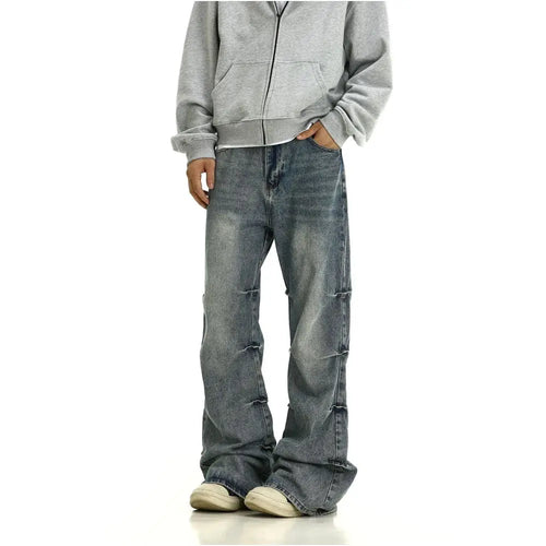 WASHED PLEATED DENIM JEANS image 3