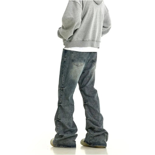 WASHED PLEATED DENIM JEANS image 4