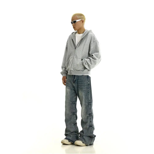 WASHED PLEATED DENIM JEANS image 5