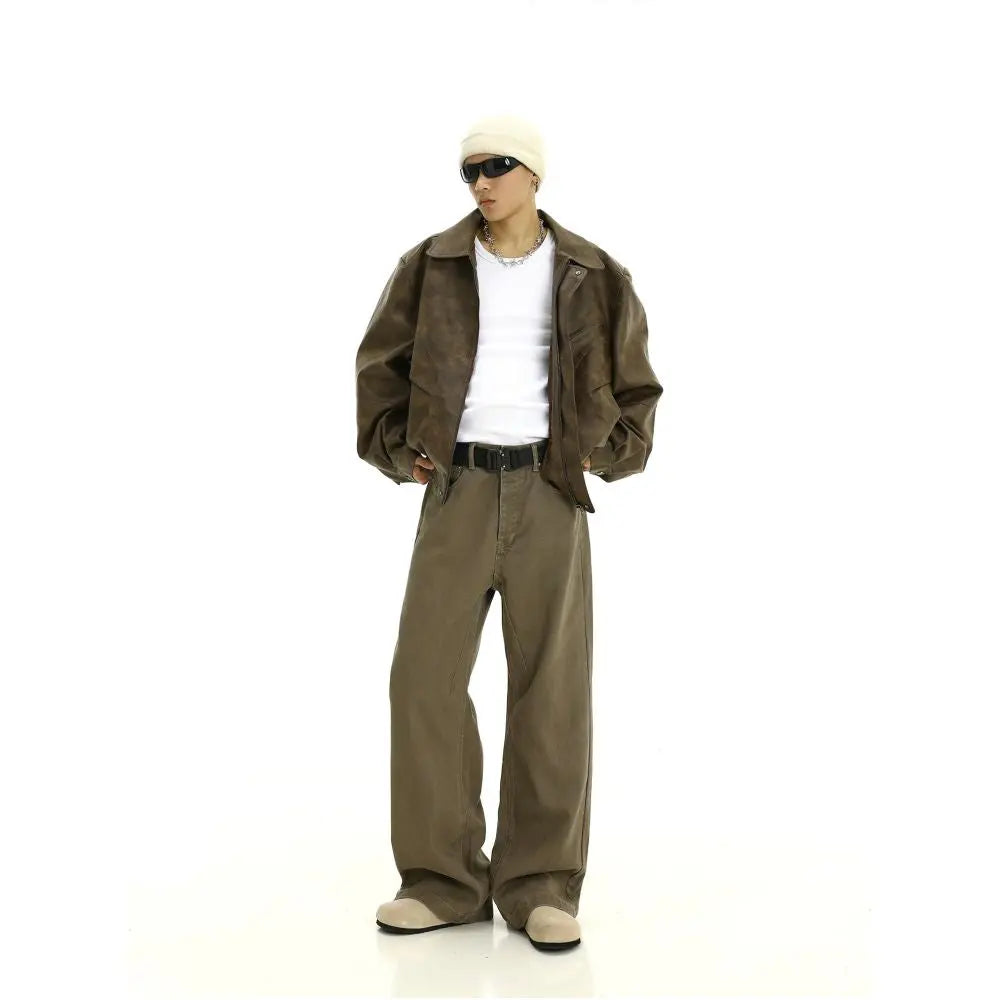 DISTRESSED STRAIGHT LEG CASUAL TROUSERS
