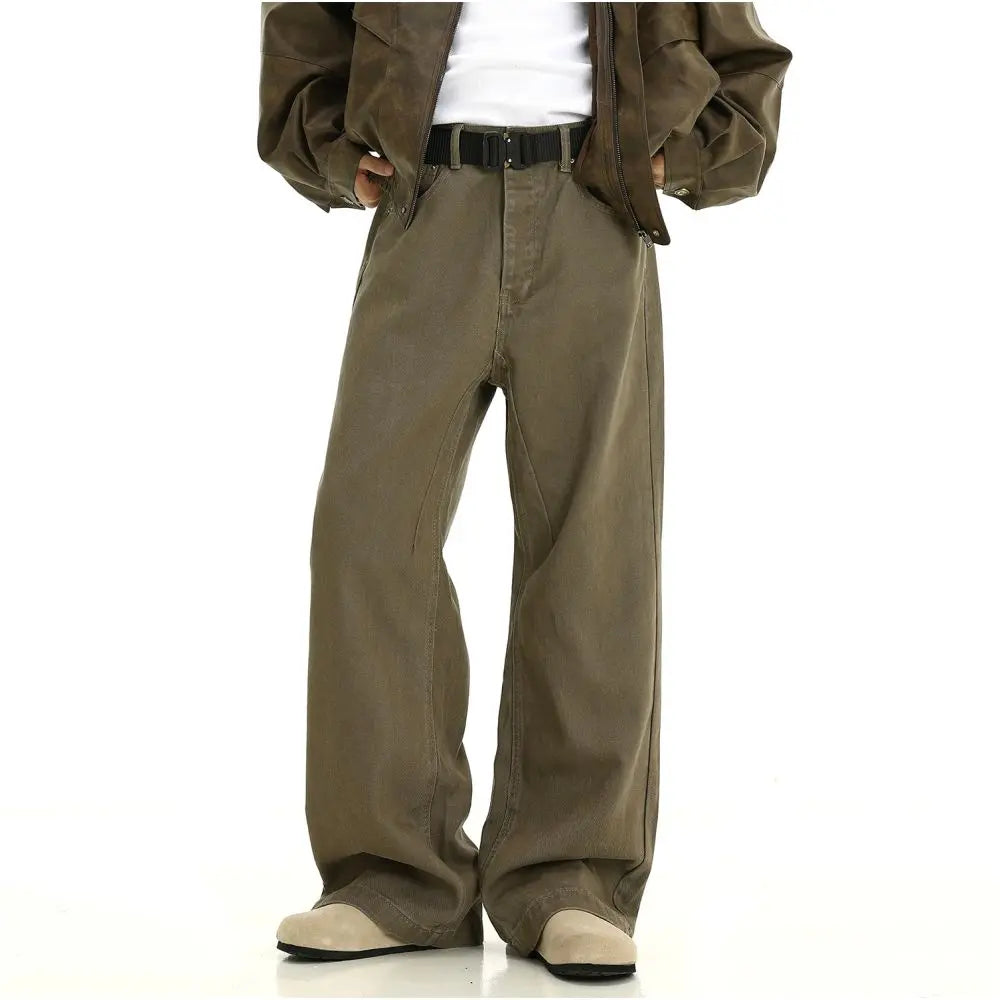 DISTRESSED STRAIGHT LEG CASUAL TROUSERS