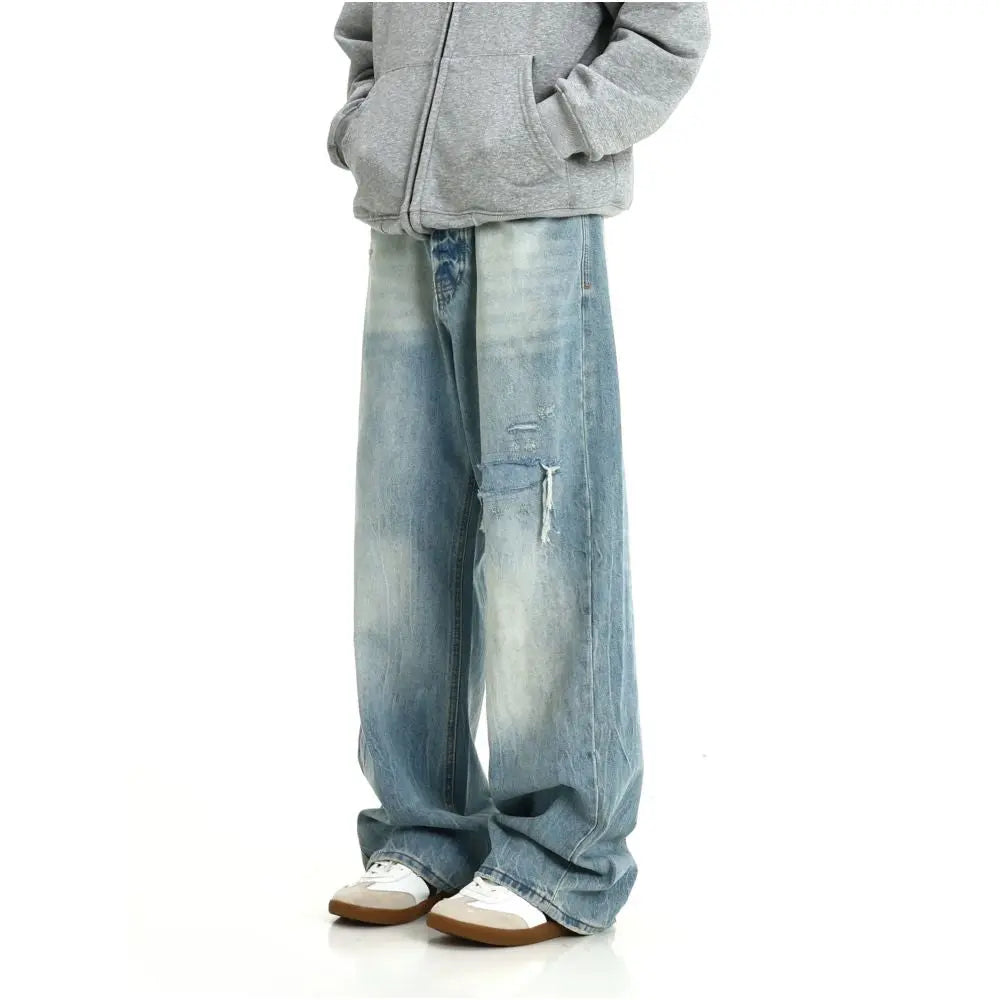 RETRO JEANS MIT GERADEM BEIN IN EISBLAU image 3