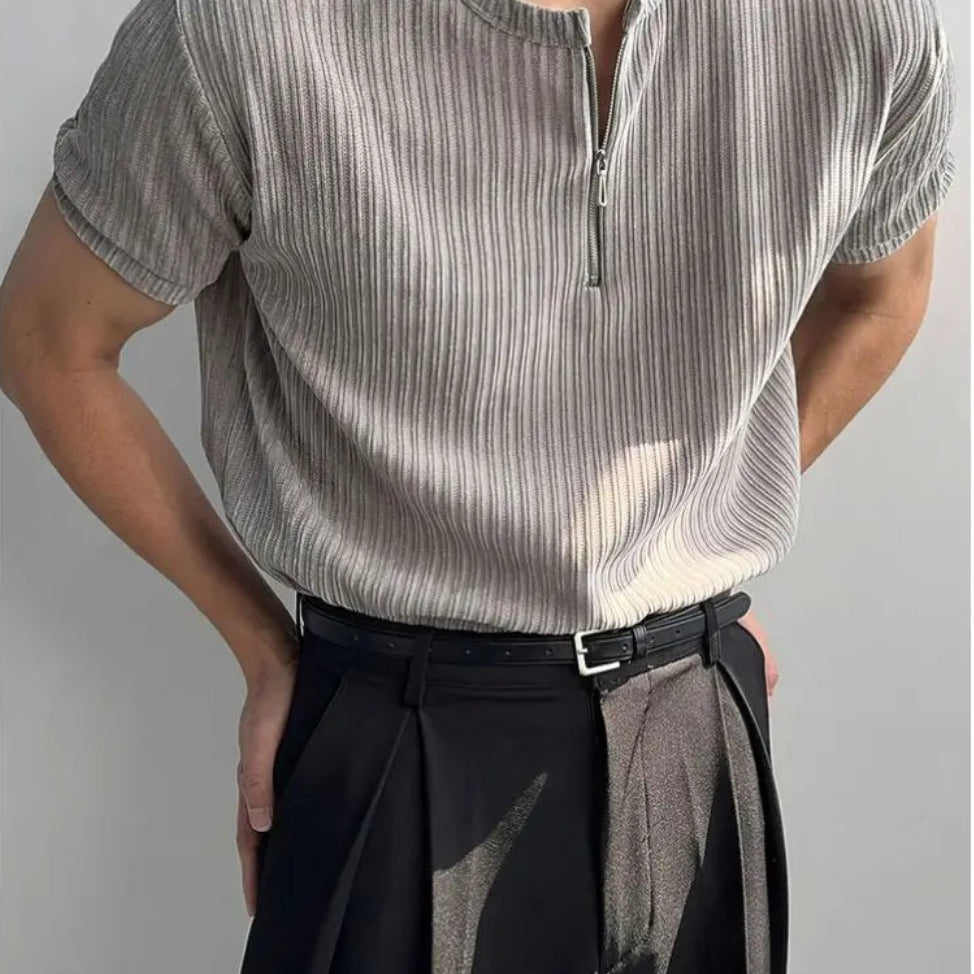 HALF ZIP KNITTED SHORT SLEEVE TOP image 4